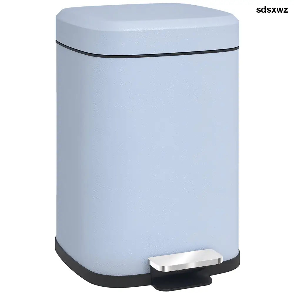12L Metal Kitchen Bin – Light Blue - 12L Modern Boxy Metal Home Kitchen Bin-L