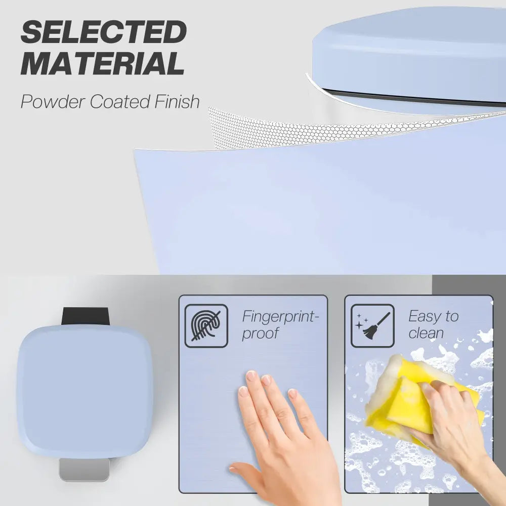 12L Metal Kitchen Bin – Light Blue - 12L Modern Boxy Metal Home Kitchen Bin-L