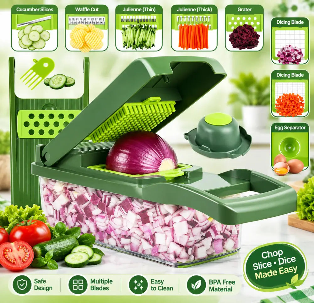 16-Piece Multi-Function Vegetable Chopper Slicer & Dicer Set - Vegetable Chopper