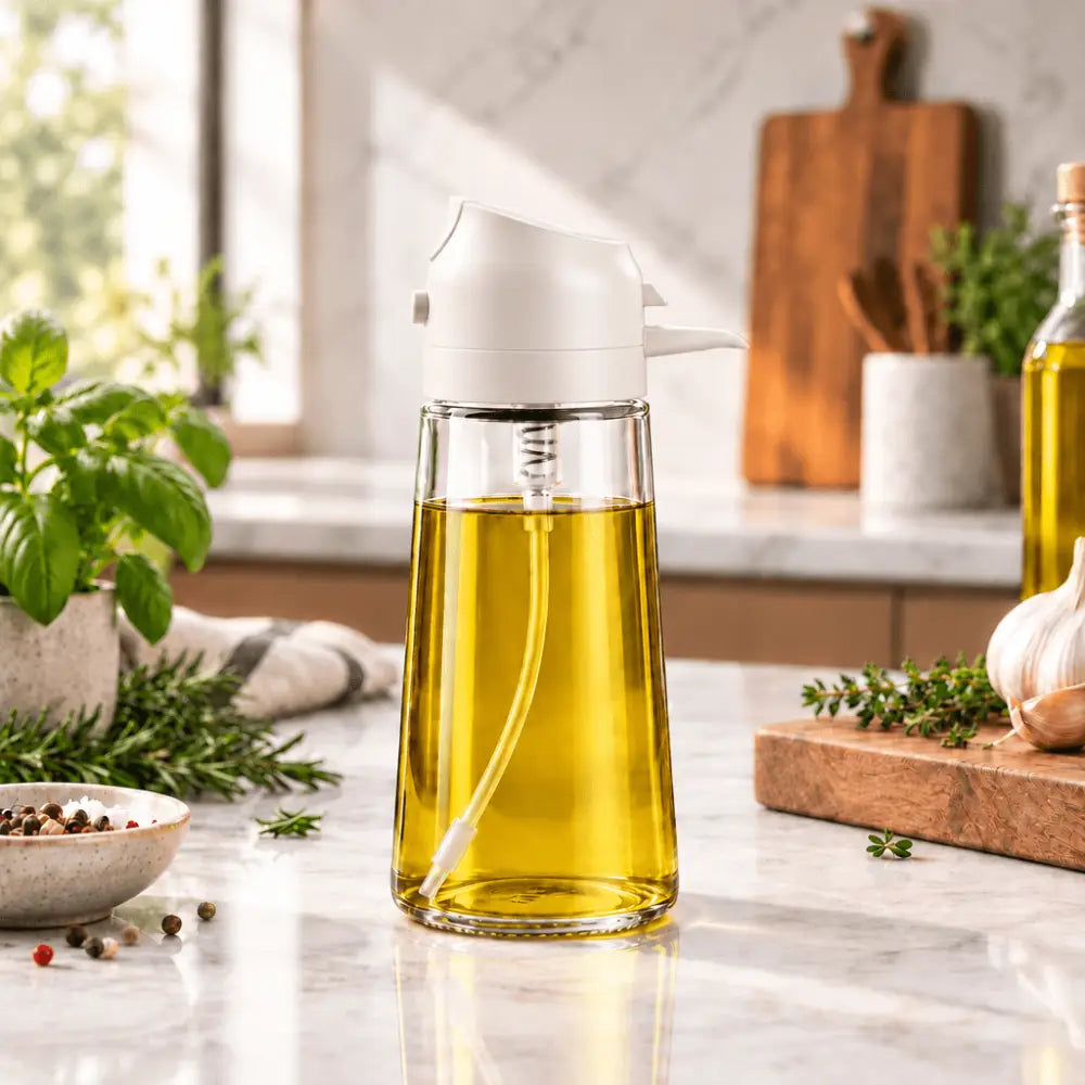 2-in-1 Olive Oil Dispenser & Sprayer Bottle (470ml) - Kitchen Tools & Gadgets