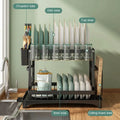 2-Tier Dish Drainer with Drip Tray & Cutlery Holder - 2 TIER DISH DRAINER RACK