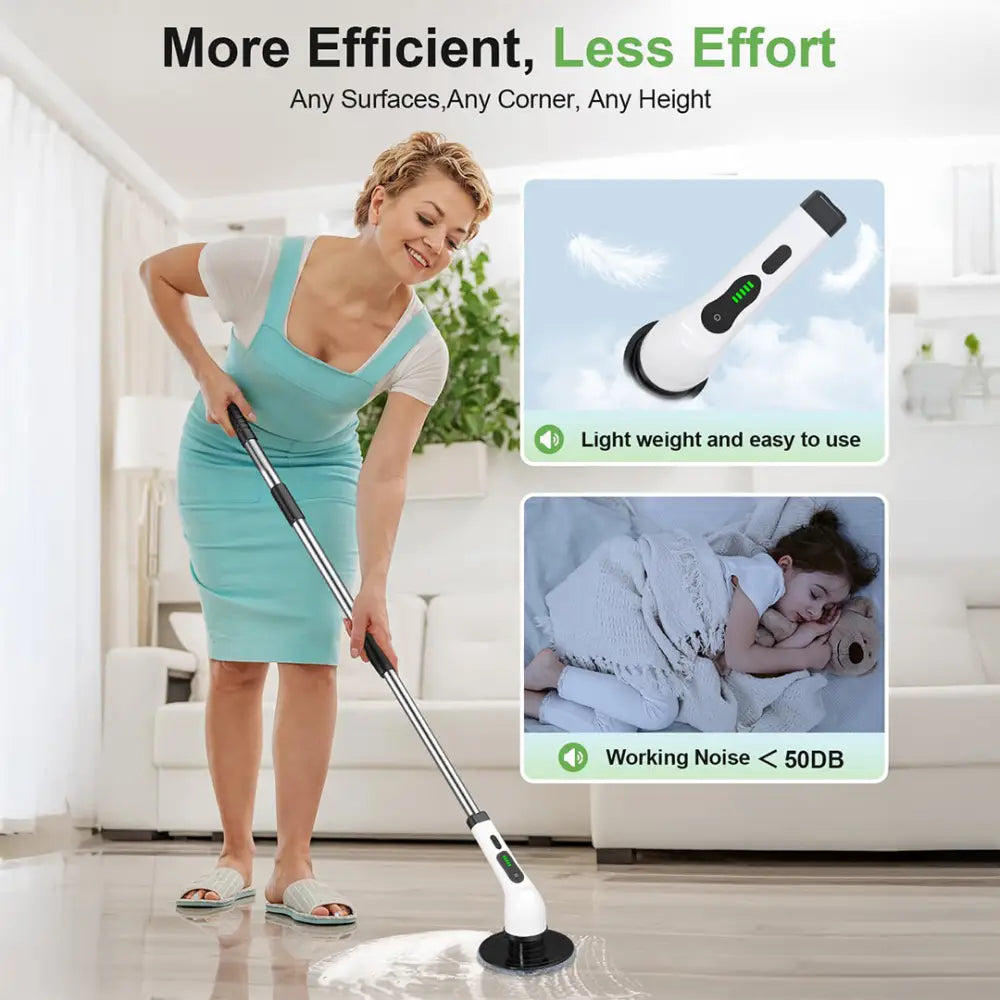 Electric Cleaning Brush with Multiple Brush Heads – Handheld Household Scrubber - Electric Cleaning Brush