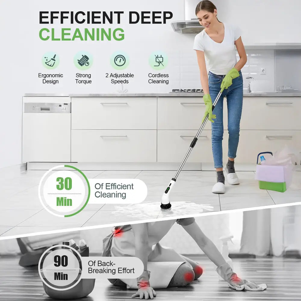 Electric Cleaning Brush with Multiple Brush Heads – Handheld Household Scrubber - Electric Cleaning Brush