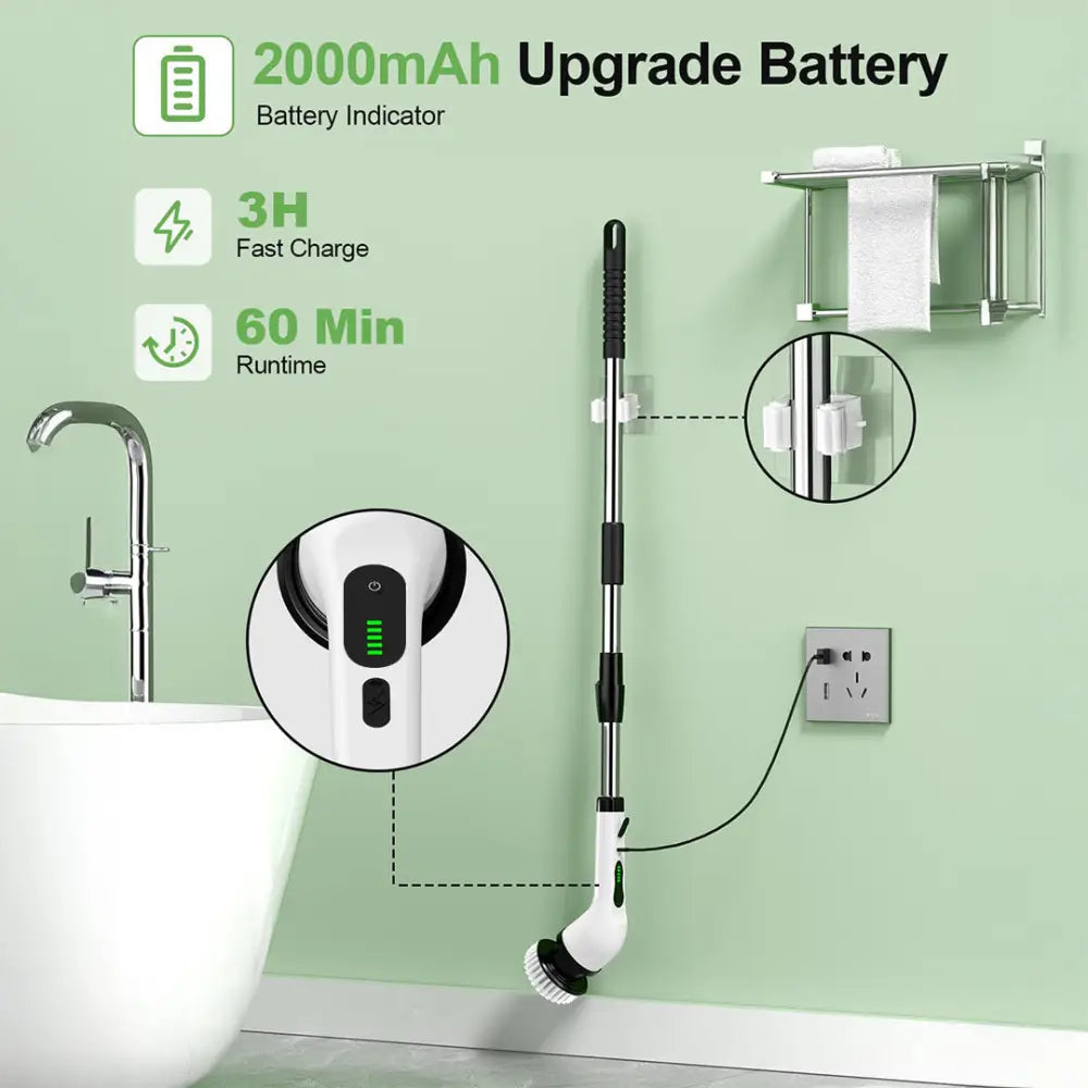 Electric Cleaning Brush with Multiple Brush Heads – Handheld Household Scrubber - Electric Cleaning Brush