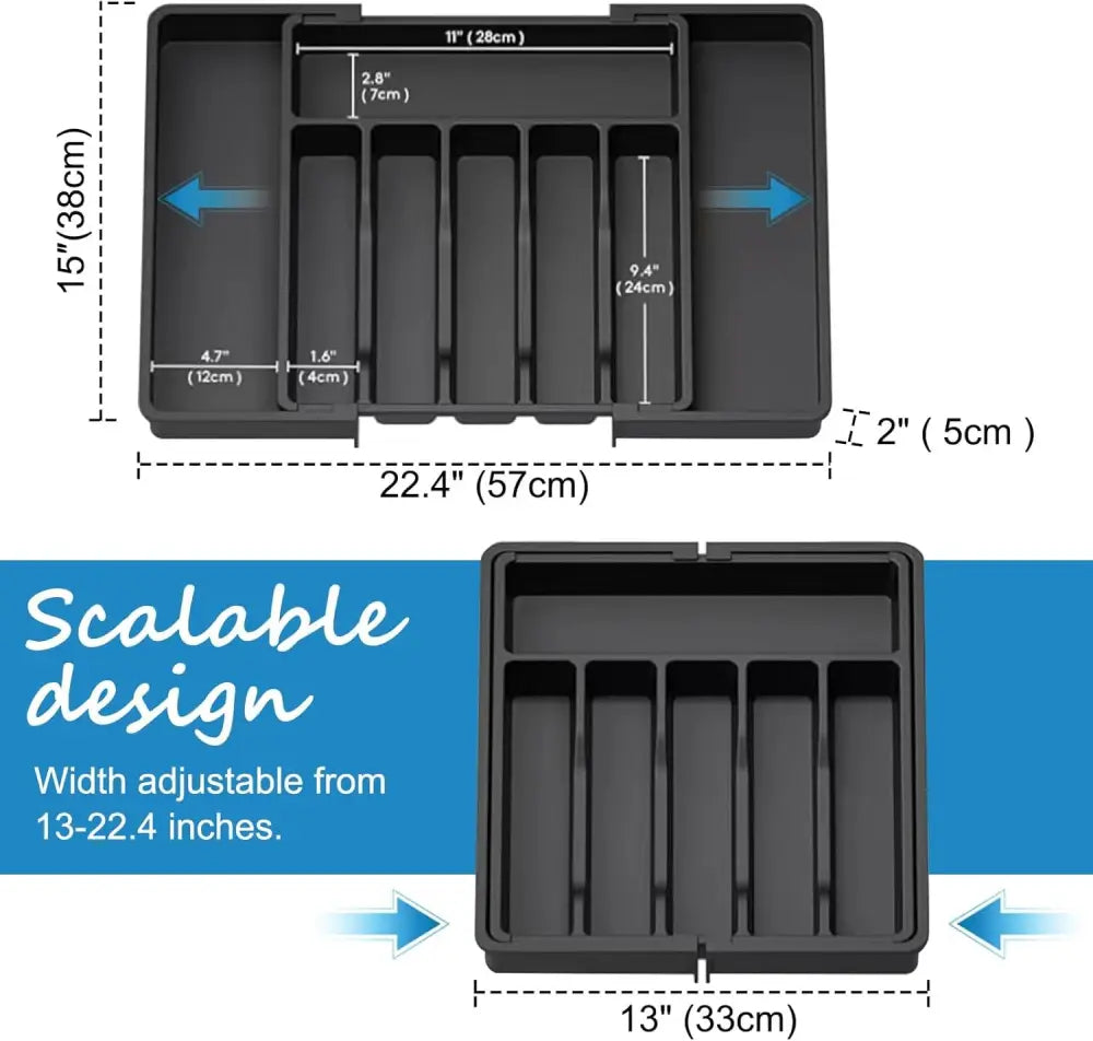 Extendable Cutlery Tray – Adjustable Kitchen Drawer Organiser - 1pcs - Extendable Cutlery Tray Kitchen Drawer O