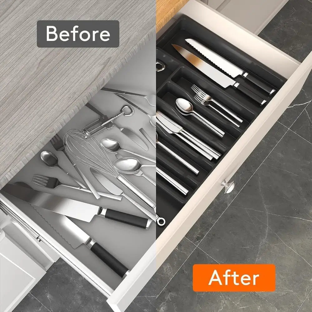 Extendable Cutlery Tray – Adjustable Kitchen Drawer Organiser - 1pcs - Extendable Cutlery Tray Kitchen Drawer O