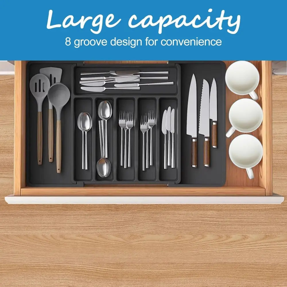 Extendable Cutlery Tray – Adjustable Kitchen Drawer Organiser - 1pcs - Extendable Cutlery Tray Kitchen Drawer O