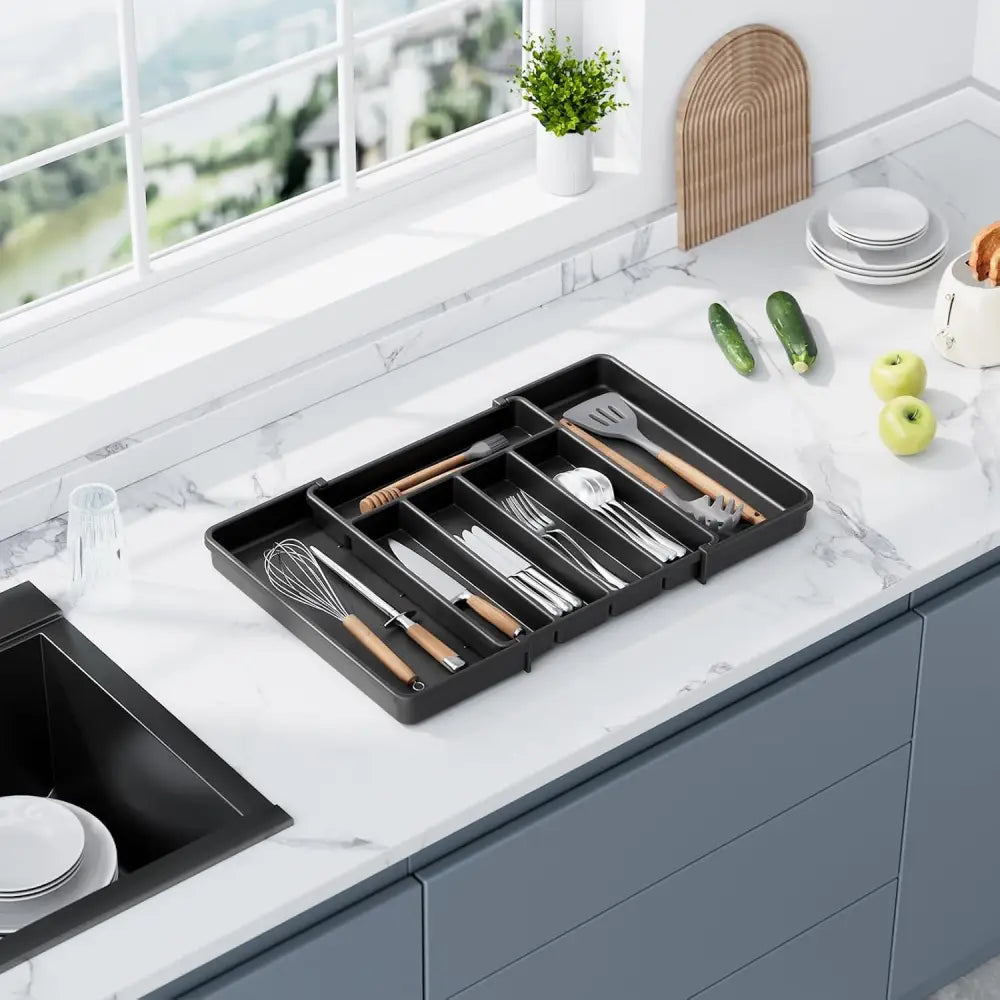 Extendable Cutlery Tray – Adjustable Kitchen Drawer Organiser - 1pcs - Extendable Cutlery Tray Kitchen Drawer O