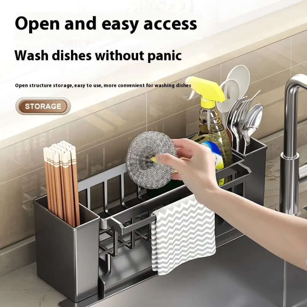 Kitchen Sink Caddy & Sponge Organiser - Multifunctional Sink Sponge Draining Rac