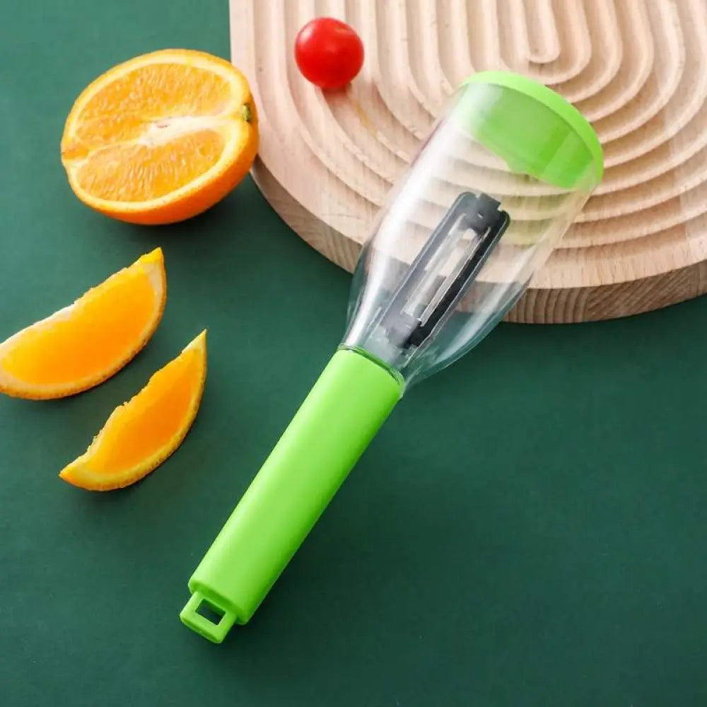 Multifunctional Kitchen Peeler with Storage Tube – Vegetable & Fruit Peeling Tool - Green - Kitchen Peeler