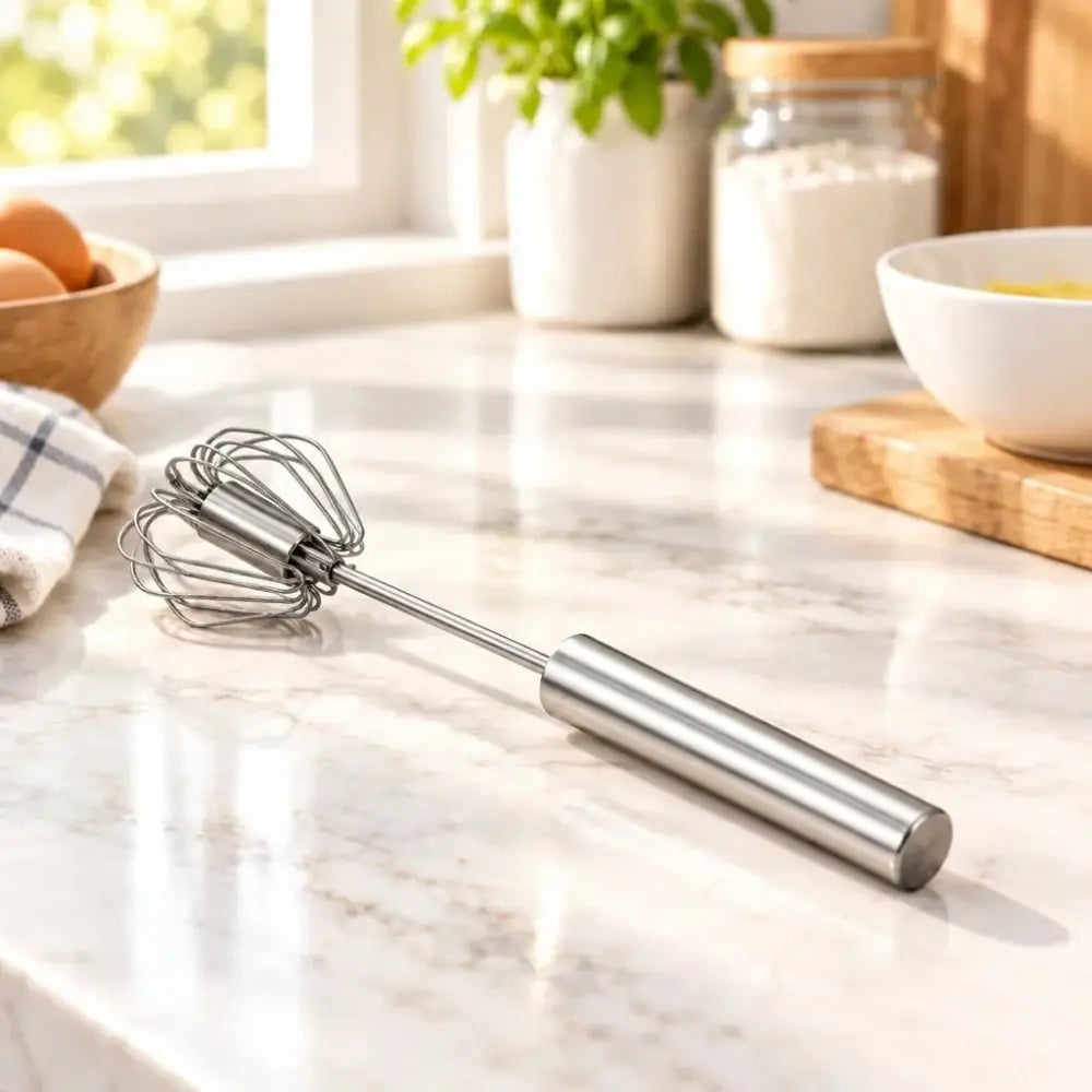 Self-Turning Stainless Steel Hand Whisk - 3 Pieces - Kitchen Tools & Gadgets