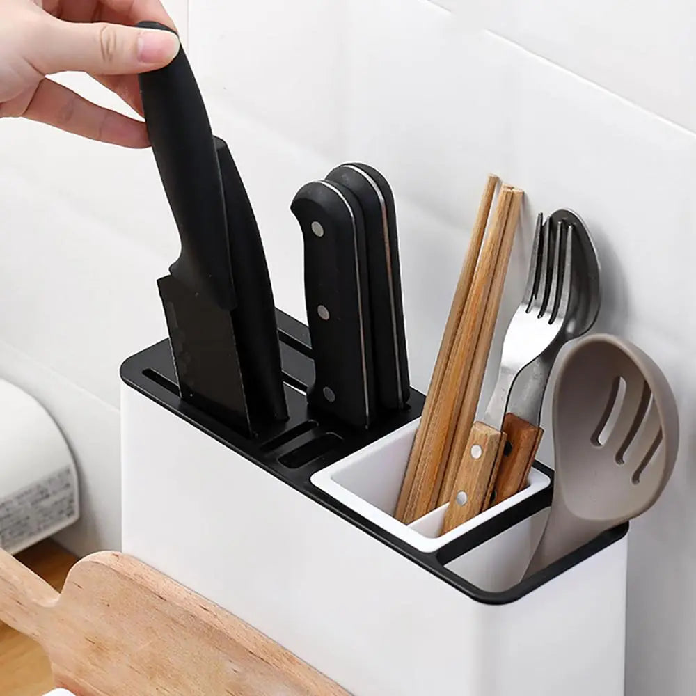 Tableware Storage Holders Kitchen Knife Plastic Storages Racks For Kitchen Convenience Cabinet Kitchen Gadgets - White