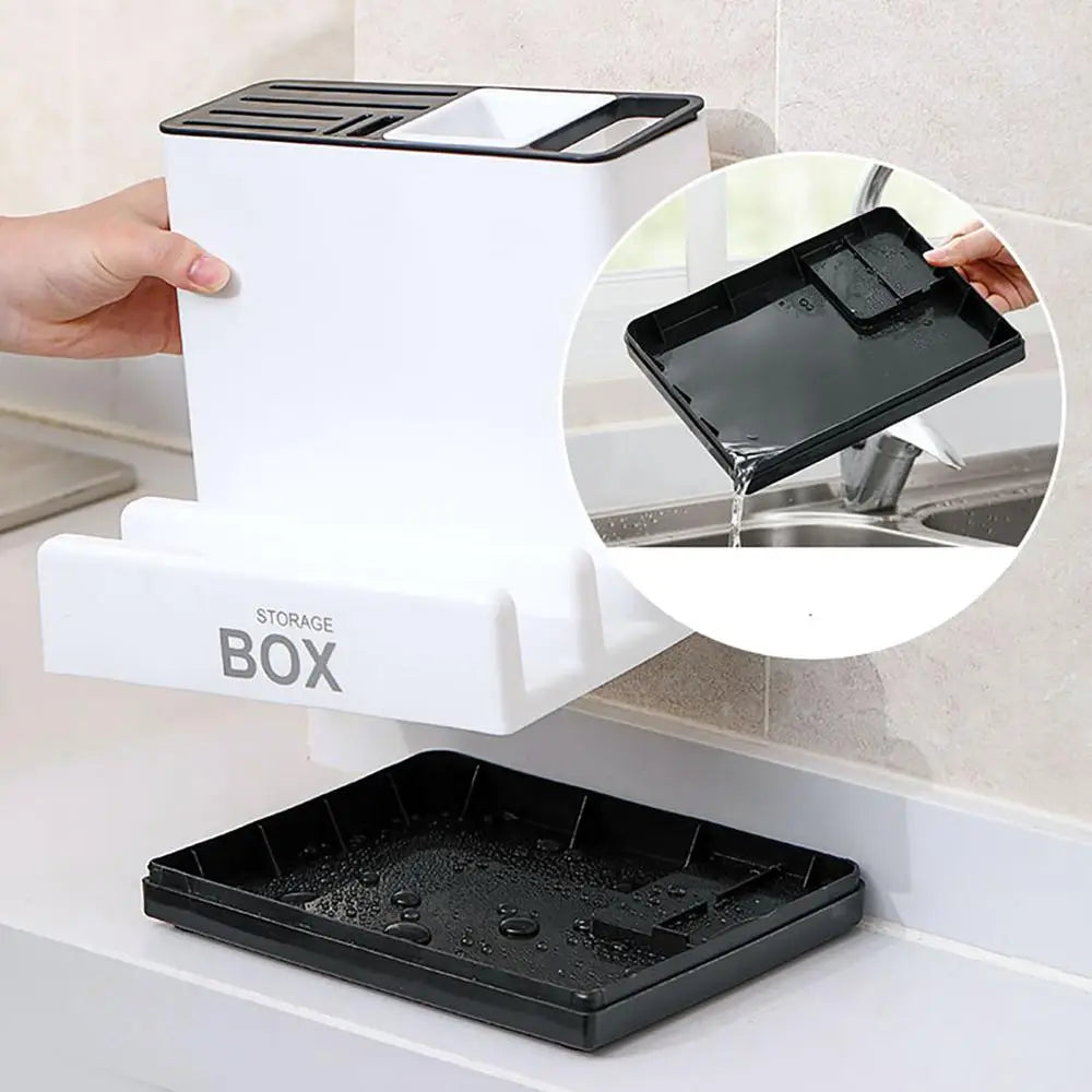 Tableware Storage Holders Kitchen Knife Plastic Storages Racks For Kitchen Convenience Cabinet Kitchen Gadgets - White