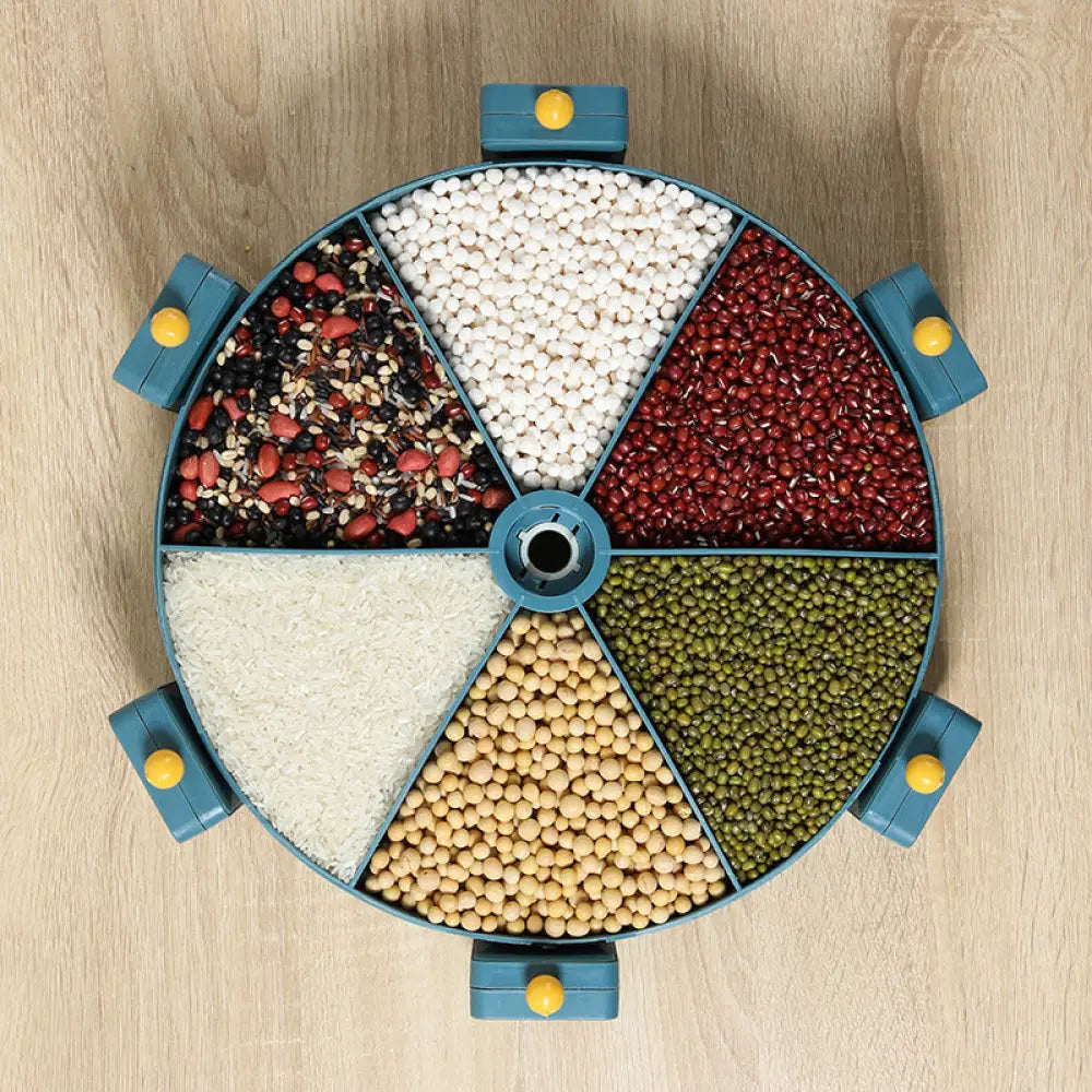 Wall-Mounted Grain Dispenser Compartments Dry Food Dispenser Rotating Cereal For Kitchen Gadget - Kitchen & Dining